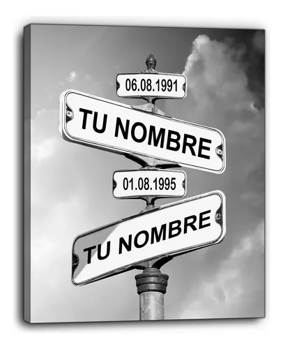 comprar Cuadro Moderno Poste Con 2 Nombres Personalizado 60x50cm