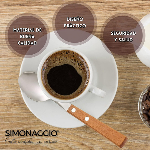 Cucharita De Te X6 Mango Madera Cucina Mia Simonaggio