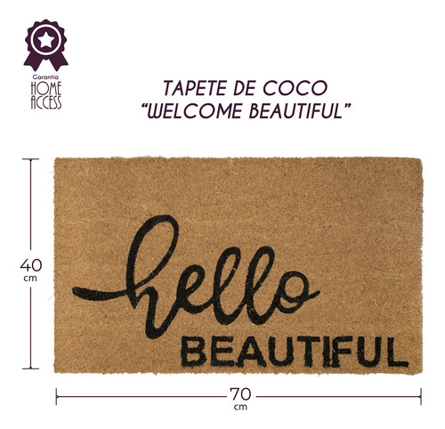 Tapete Para Entrada Alta Calidad 40 Cm 70 Cm Hello Beautiful Cafe / Negro