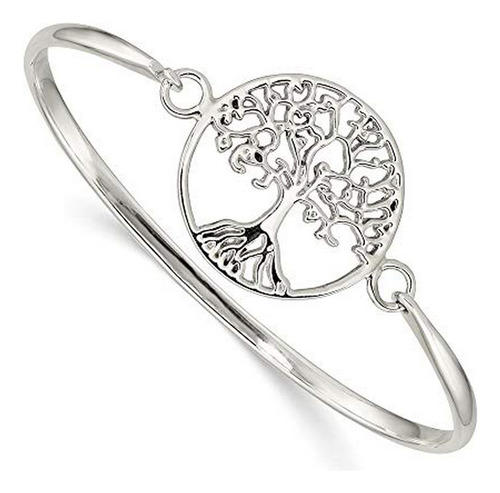 Brazalete - 925 Sterling Silver Tree Of Life Slip On Bangle 