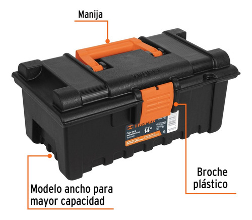 Caja Herramienta Plastica 14'' Naranja Truper 19854