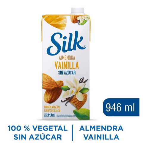 Silk Bebida Vegetal Base Almendra Vainilla Sin Azúcar 946ml