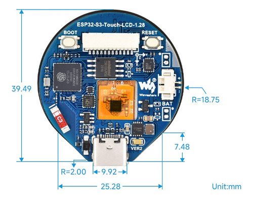 Kit Esp32-s3 Pantalla Táctil Lcd Redonda 240x240 Qmi8658 Imu