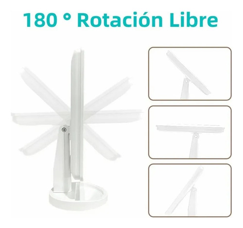 Espejo De Maquillaje Con Luz Led Recargable Usb 3 Niveles