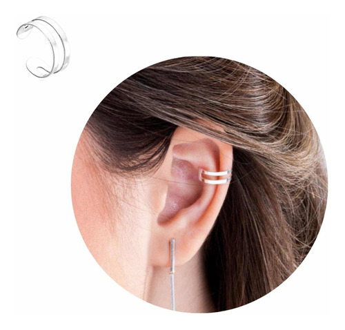 Brinco Piercing Liso Vazado Em Prata 925 Pura Cor Prateado