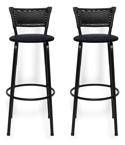 Conjunto Bancada Alta Cozinha Encosto Balcão Americano 2 Banqueta Itagold