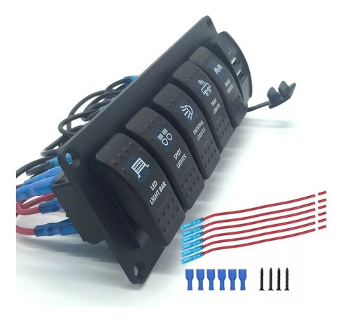 Botonera Switch Rocker Rzr Jeep Excavadoras Con Cargador Usb