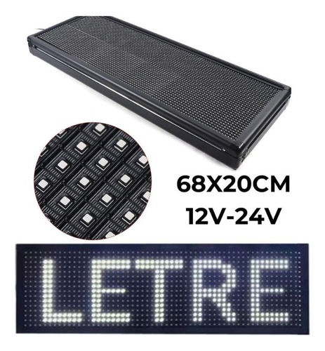 Letreros 68x20cm Led Wi-fi Programables Auto Buses 12-24v