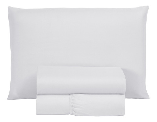 Jogo De Lençol Cama De Solteiro 3 Peças 400 Fios 1,90mx90cm Cor Branco Desenho Do Tecido 400 Fios Completo Micropercal