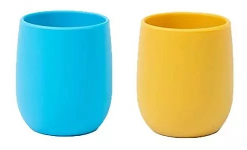 Toddler Cups Silicone Training Cup for Infants and Toddlers, Kids Mini Open  Cups, NO BPA, 100% Silicone for Baby Led Weaning & Independent Drinking  3oz, 2 Count, 4 Month+ (Baby Blue/Yellow) 