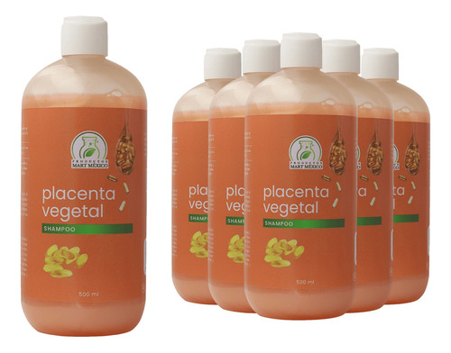  Shampoo Capilar De Placenta Vegetal (500ml) 6 Pack