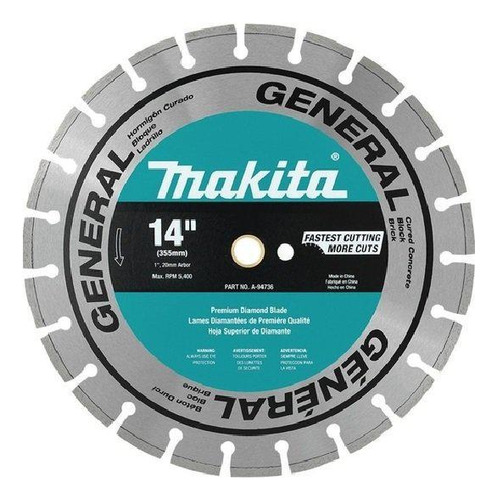 Disco De Corte Makita Asfalto E Concreto 355mm - A-94736