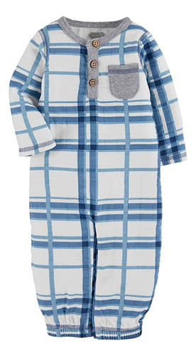 Mud Pie Baby Boys' Blue Plaid Sleeper, 3-6 Meses