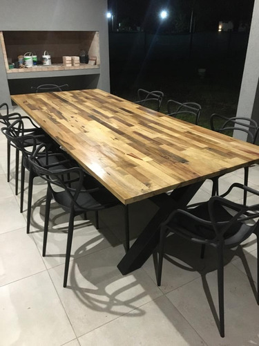 Mesa Industrial Madera Maciza Laurel Y Estructural 100x100