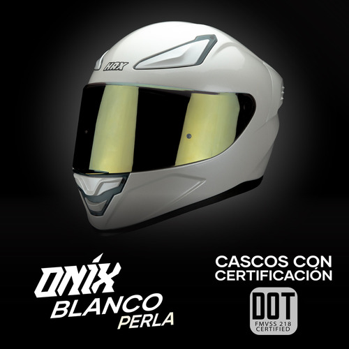 Casco Moto Integral HAX ONIX Solid Blanco Perla Mate Certificado DOT Talla XL (61-62Cm)