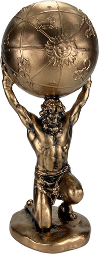 Atlas Deus Grego - Estatueta - Mitologia Grega- Titã Cor Ônix Ouro Metálico