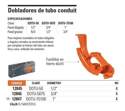 Doblador De Tubo Conduit Diametro 1pg Truper