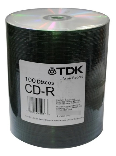 Cd-r Virgen Tdk Estampado 700mb 80min 52x Bulk X 100 Unid