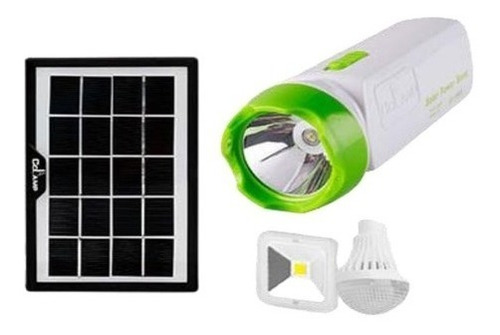 Kit Linterna Recargable 3w Portátil Liviana Con Panel Solar