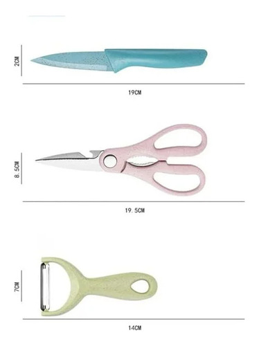 Set De Cuchillos Profesional Color Pasteles 6 Pcs