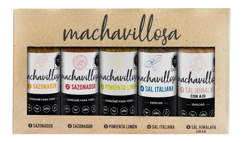 Sazonadores Machavillosa, Kit De 5 Sabores, 100% Naturales