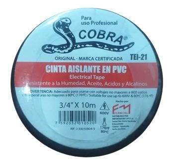 Teipe Cobra Original ¾ X 10 Metros (set 10 Unidades)