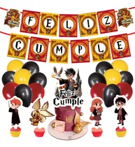 Comprar Set Globos+ Banderin+ Topper Harry Potter Feliz Cumple Bordó Harry Potter Gryffindor Feliz Cumpleaños