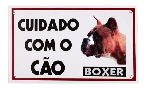 Placa Boxer Cuidado Cão Advertencia Pvc 30x20 Frete Gratis