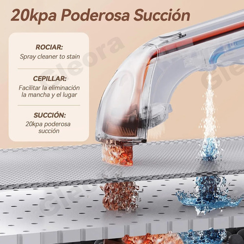 Gleora Aspiradora Portatil Lava Alfombra Tapicería De Inyección Succión 6en1 Para Hogar Y Auto 1.8l/20kpa Biuble Color Blanco