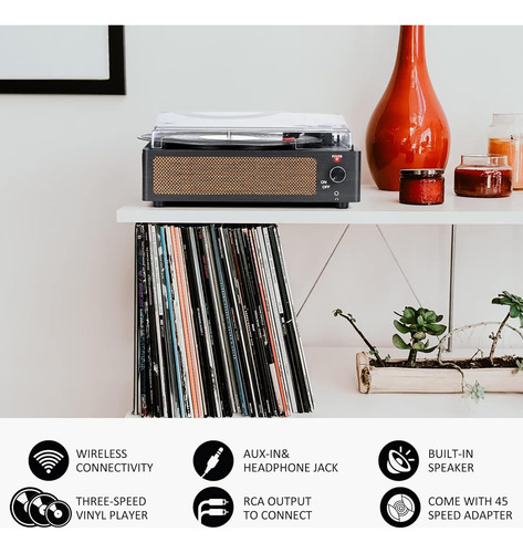 Reproductor De Discos De Vinilo Altavoz Tocadiscos Vint...