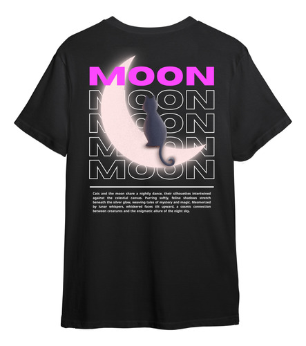 Remera Cat And The Moon Waved