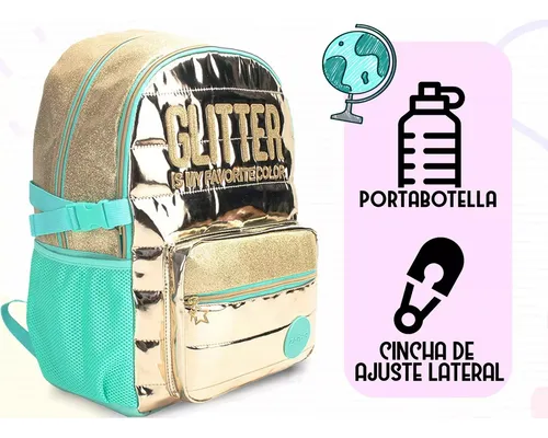 Mochila Escolar Niña Infantil Love Lentejuelas Correa