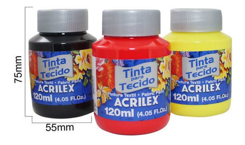 Kit Com 8 Cores Tinta Para Tecidos Fosca 120 Ml Acrilex