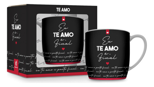 Caneca Porcelana Urban 300ml Amor - Te Amo E Ponto Final Cor Preto