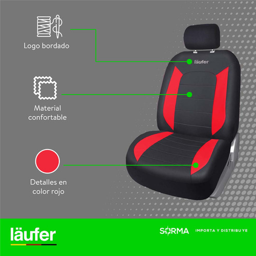 Imagen 4 de 8 de Funda Cubre Asientos 9 Piezas Rojo Universal 2mm- Läufer