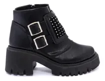 Comprar Borcegos De Mujer Cierre Lateral Hebillas Tachas (jl\u002F65)