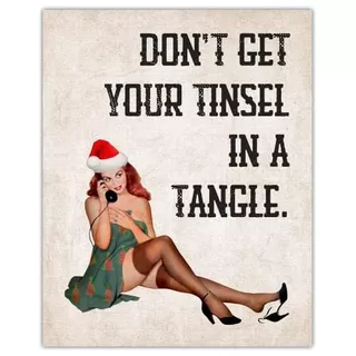 Don't Let Your Tinsel In Tangle - Vintage Pinup Girl Ty...