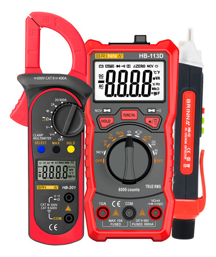 Pinza Amperometrica Brinna + Capacimetro Tester + Buscapolo