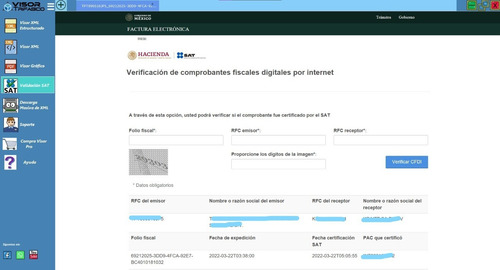 Visor De Facturas Electrónicas | Xml | Cfdi | Validación Sat