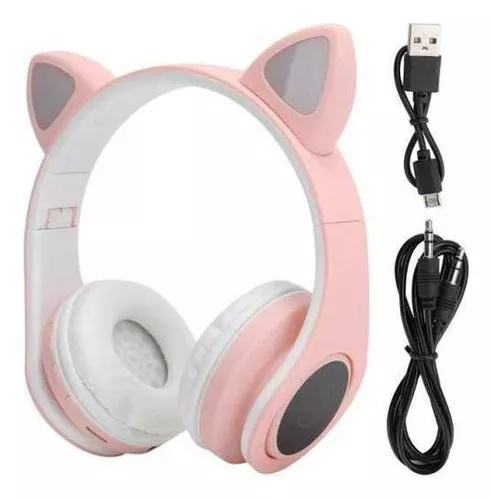 Headset Fone De Ouvido Bluetooth Led Orelha Gato