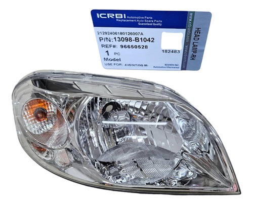 Faro Delantero Derecho Rh Aveo 1.6 Ls / Lt Año 2011 Al 2015