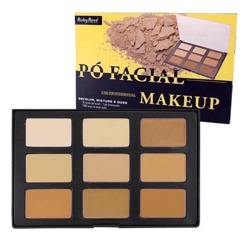 Paleta De Pó Facial Profissional - Ruby Rose 9 Cores Hb7208