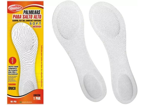 Palmilha Feminina Para Salto Alto Mod Soft Adesiva Impacto Cor Branco Tamanho da palmilha 33 até 39