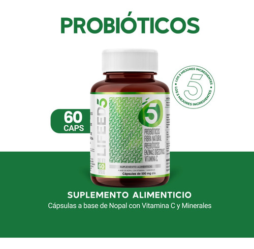 Imagen 2 de 7 de Lifeed Digestión Probióticos Prebióticos Fibra Enzimas Vitc