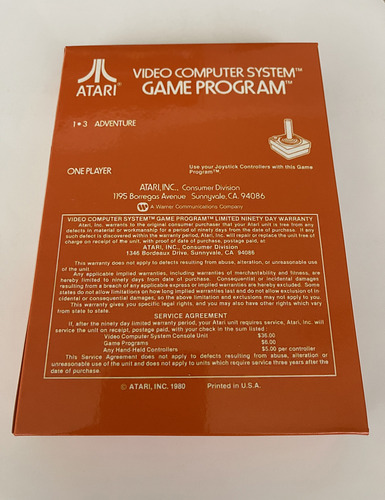 Cartucho De Atari Adventure + Manual + Caixa Reprodução (Usado)