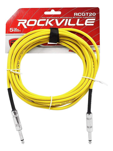 Rockville Rcgt20y 20' 1/4'' Ts A 1/4'' Ts Cable De Instrumen