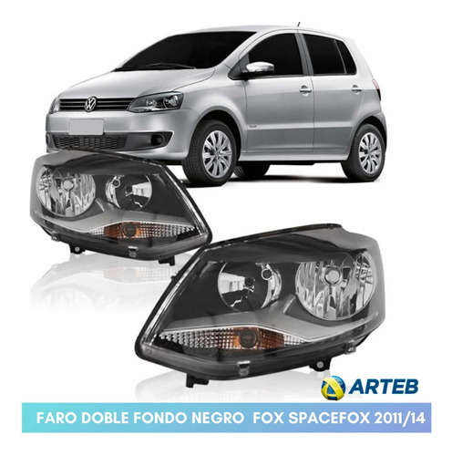 Faro Fox Spacefox 2011/14 Derecho Fondo Negro Doble Arteb