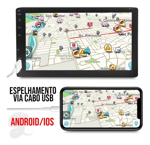 Central Multimidia Bluetooth Renegade 15 A 19 Moldura 7 Pol
