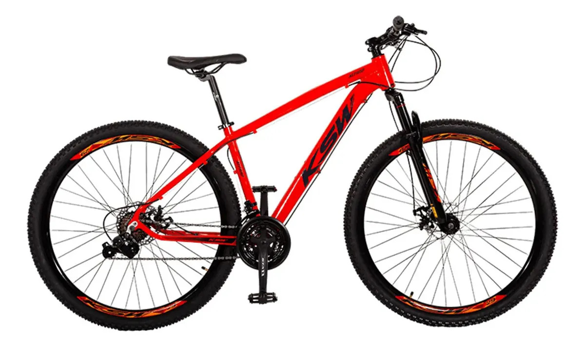 Bicicleta Aro 29 Ksw Xlt 100 24 Marchas Alumínio Freio Disco Vermelho/preto 19