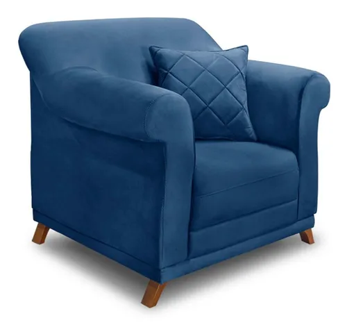 Kit de sillones y sofá de 2 plazas Venus Suede de 1,80 m, color azul marino